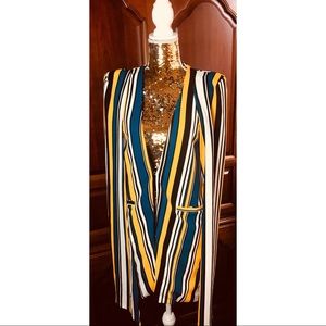 Vertical Striped Caped Blazer